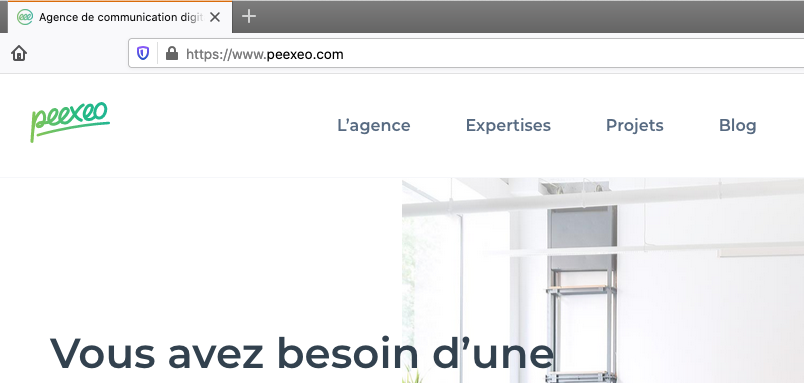 Exemple d'un URL securisé en https - peexeo.com