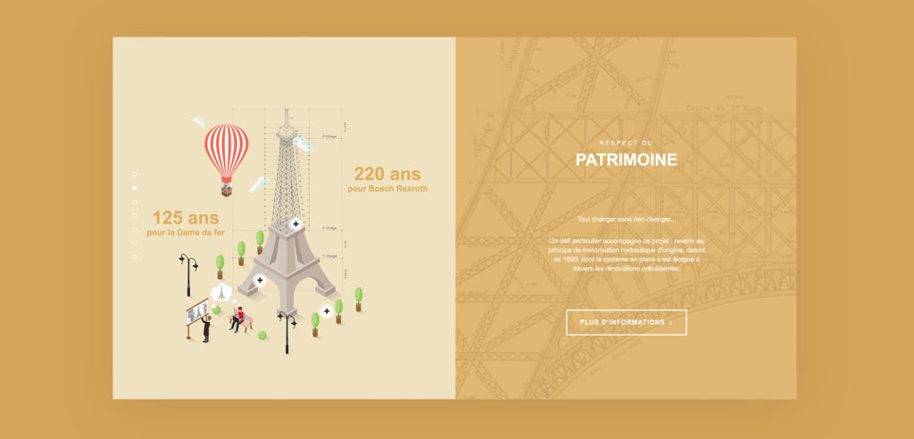 explication respect du patrimoine par bosch sur fond tour eiffel