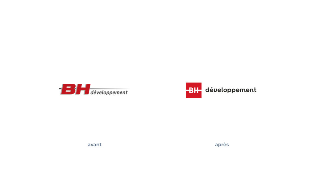 Logo BH développement avant/après