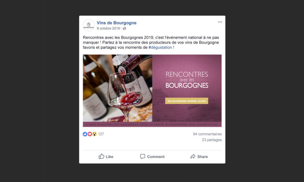 Aperçu d'un post Facebook Rencontres avec les Bourgognes