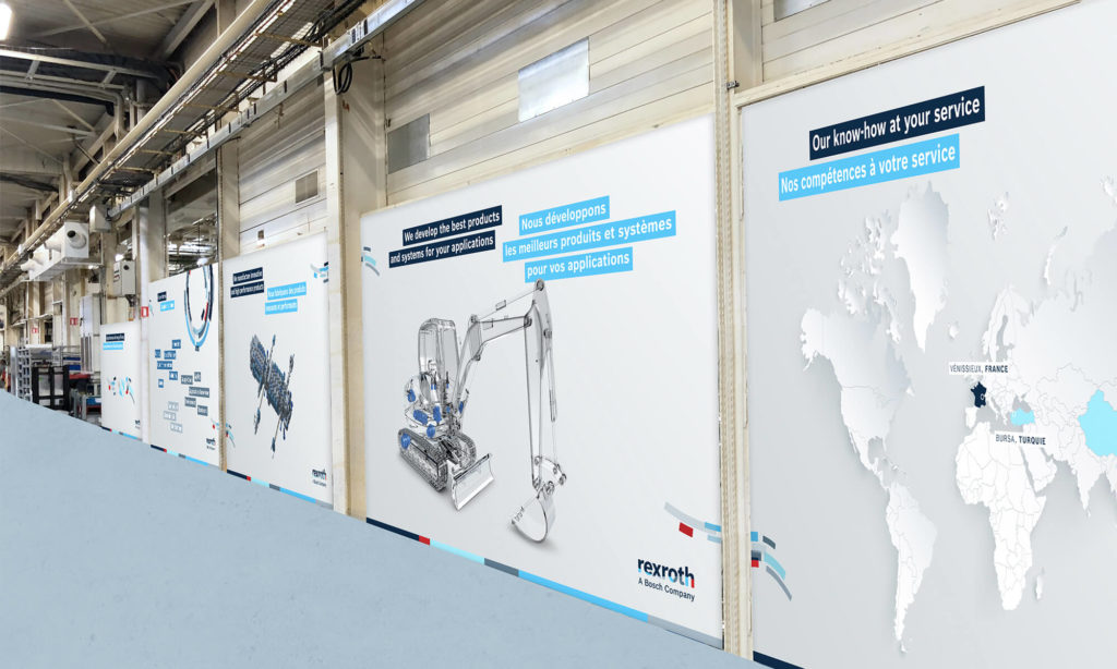 Bâches présentes au sein des locaux Bosch Expertise à Vénissieux
