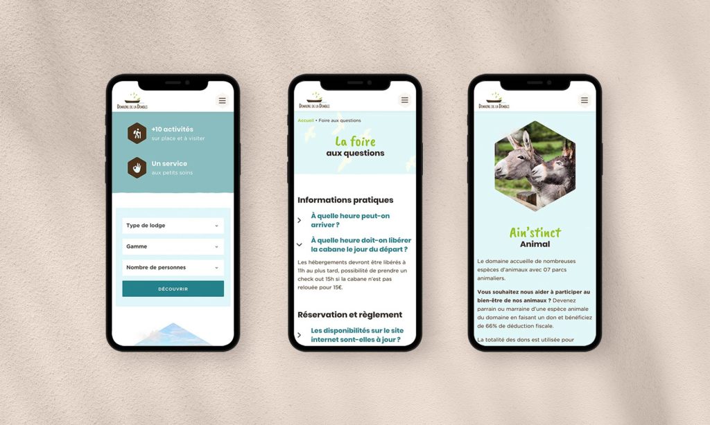 Vues mobile du site Domaine de la Dombes