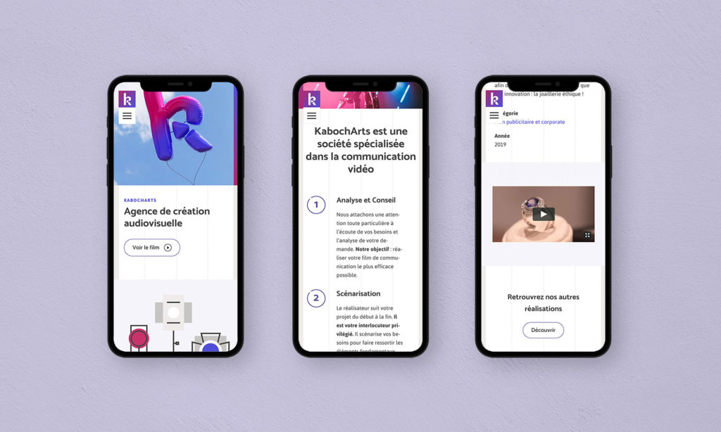 Vues mobile du site KabochArts