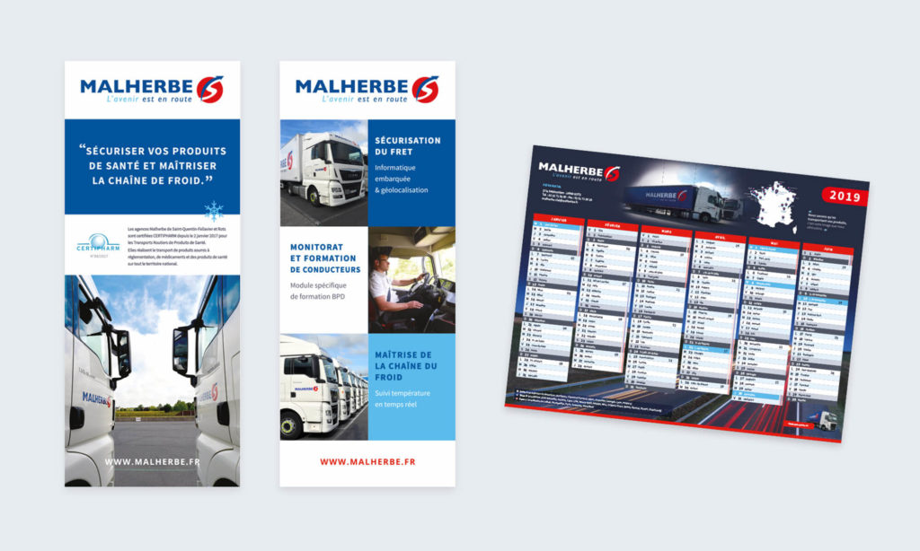 Exemples de supports Malherbe (kakemono, calendrier)
