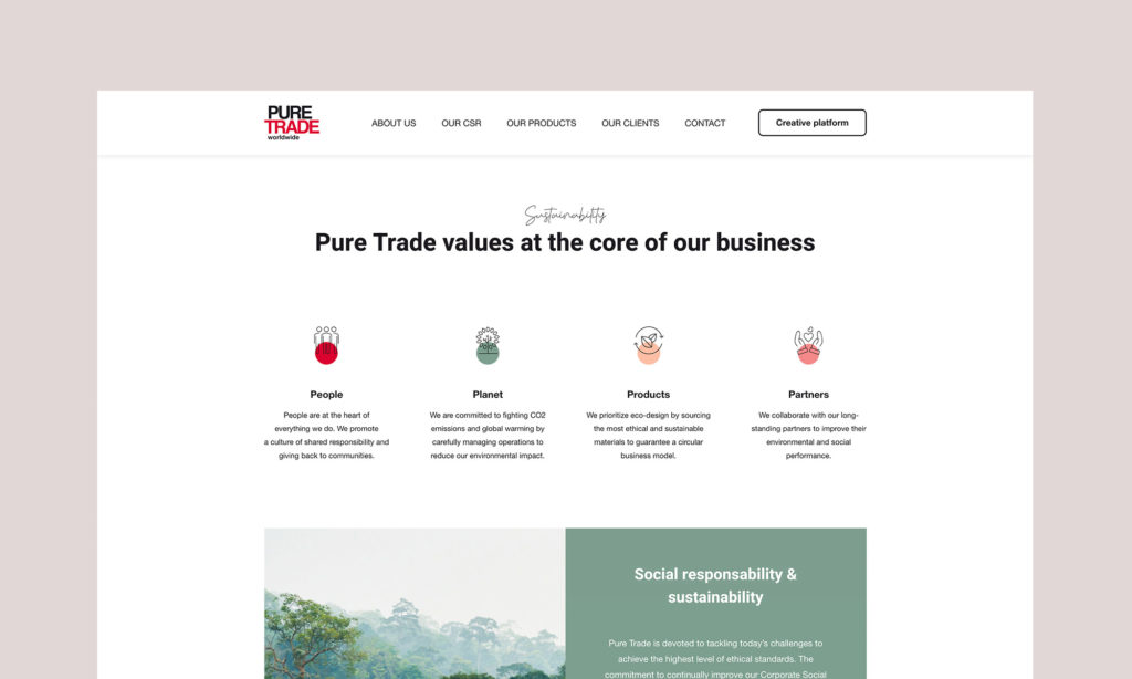 Aperçu des valeurs de Pure Trade