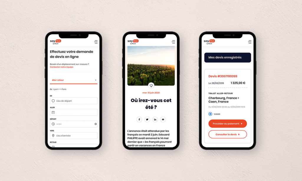 Vues mobile du site Saybus