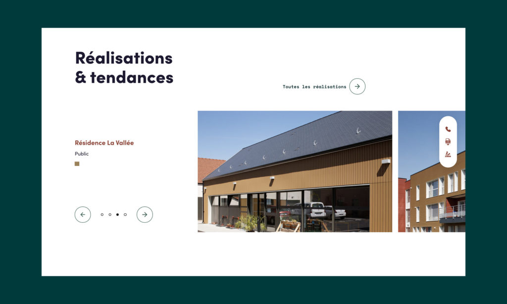 Zoom sur le site Neolife - Slider réalisations et tendances