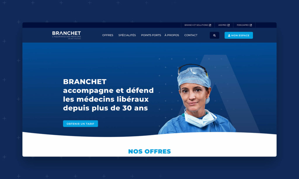 Aperçu de la page d'accueil du site Branchet