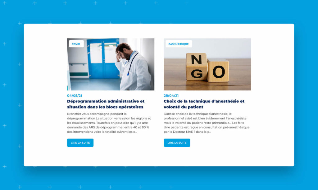 Aperçu de la section "Actualités" du site Branchet
