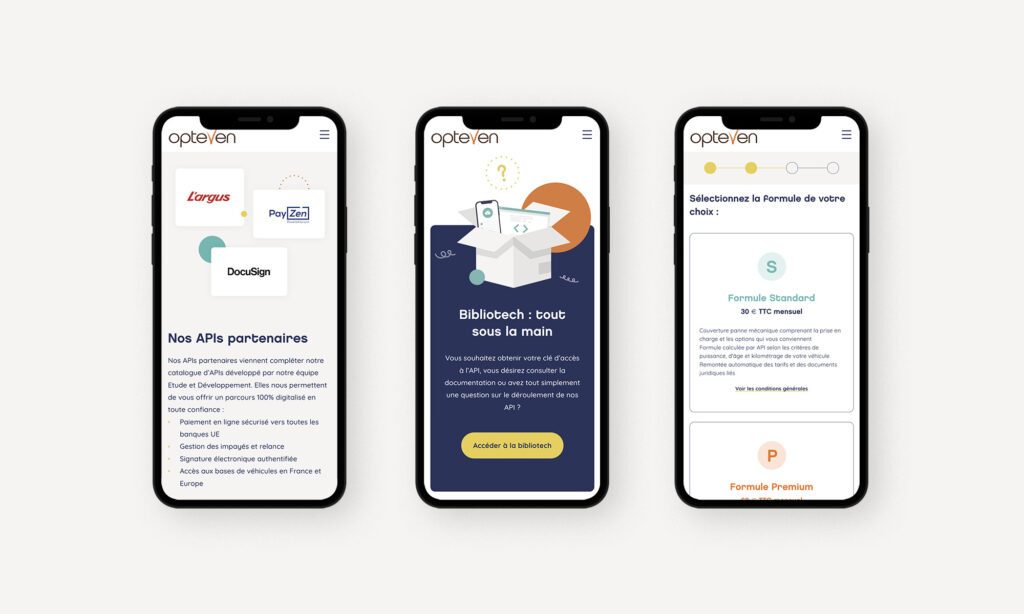 Aperçu du site en vues mobile