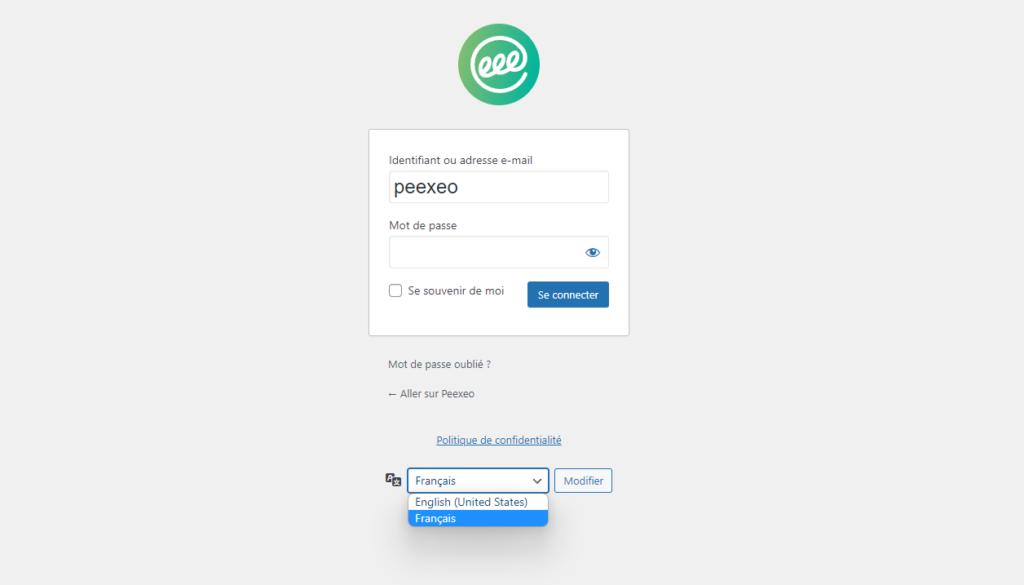 interface back office peexeo