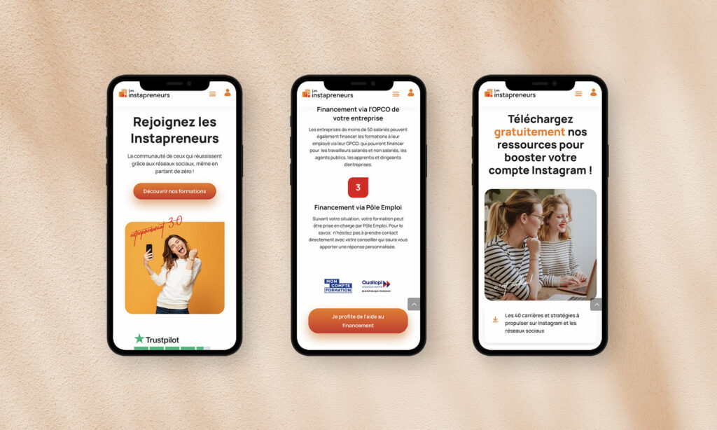 Aperçu du site Les Instapreneurs sur mobile