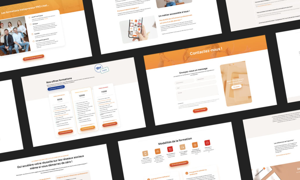 Vue globale des pages du site